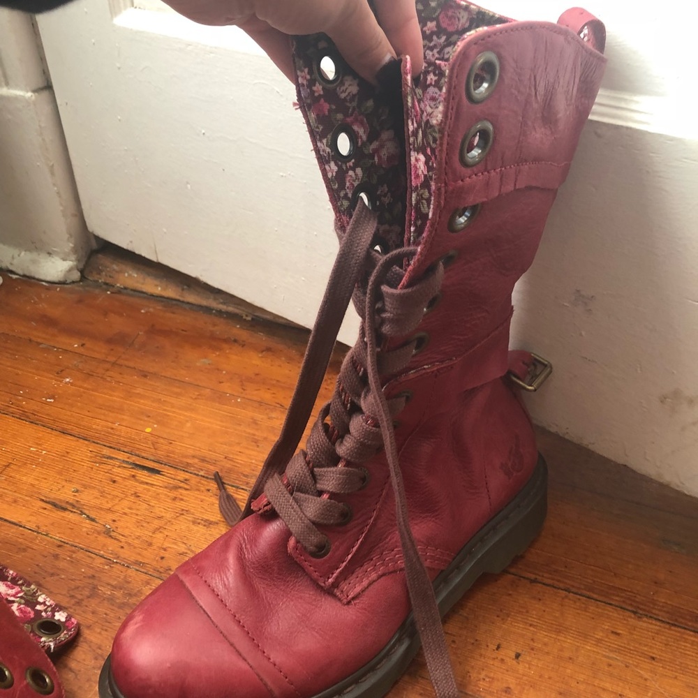 Oxblood Doc Martins with floral lining